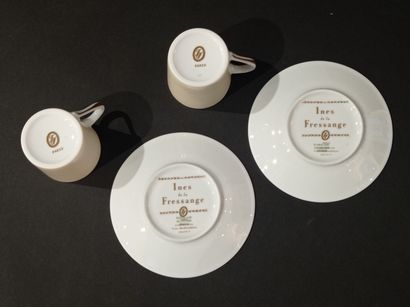 null Ines de la FRESSANGE

Pair of litron cups in porcelain with cream decoration...