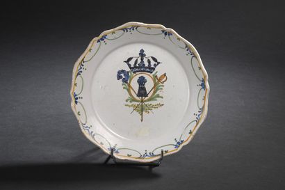  NEVERS, 18th century 
Earthenware plate with polychrome revolutionary decoration:...