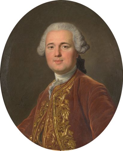  Louis Michel VAN LOO (Toulon 1707 - Paris 1771) 
Portrait of a man in a brown jacket...