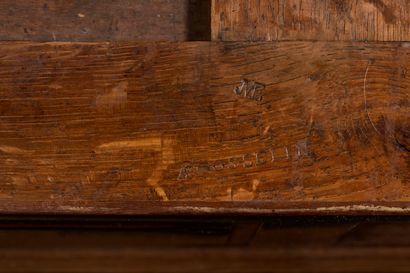 null Mahogany and mahogany veneer flat desk stamped A. Goselin & JME from the Louis...
