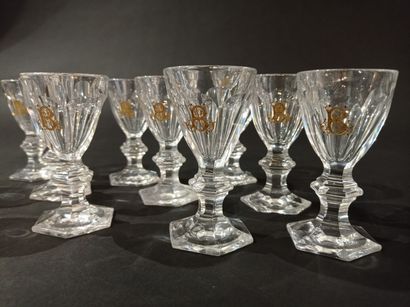 null BACCARAT, Harcourt model

Suite of eleven cut crystal liqueur glasses, numbered...