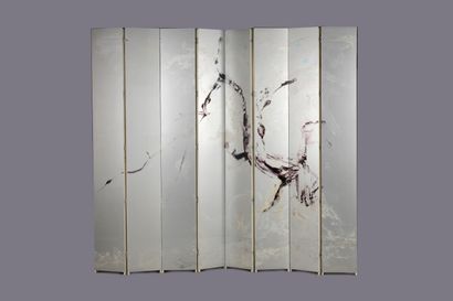 null Jacques MICHEL, XXth century

Screen with eight leaves in brushed aluminum plate,...