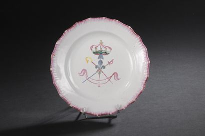  NEVERS, 18th century 
Earthenware plate with polychrome revolutionary decoration:...