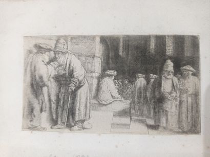 null REMBRANDT

The Synagogue, 1648, etching, 7.2 x 13.1 cm, cut at the copperplate...