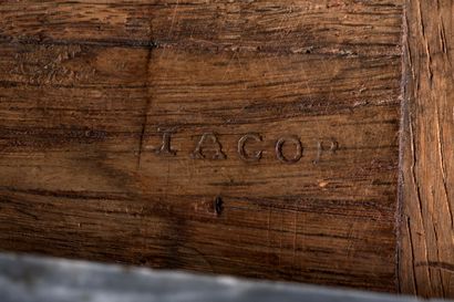 null Mahogany and lemon tree veneer console table, stamped IACOB, from the Restoration...