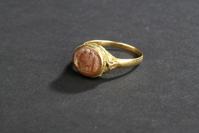  Gold enamelled ring, Swedish work circa 1620 
It is decorated with an intaglio opening...