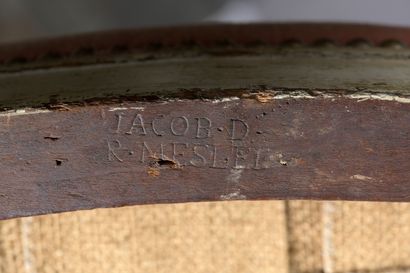 null Two shepherd's chairs stamped Jacob D. RUE MESLEE from the Empire period, coming...