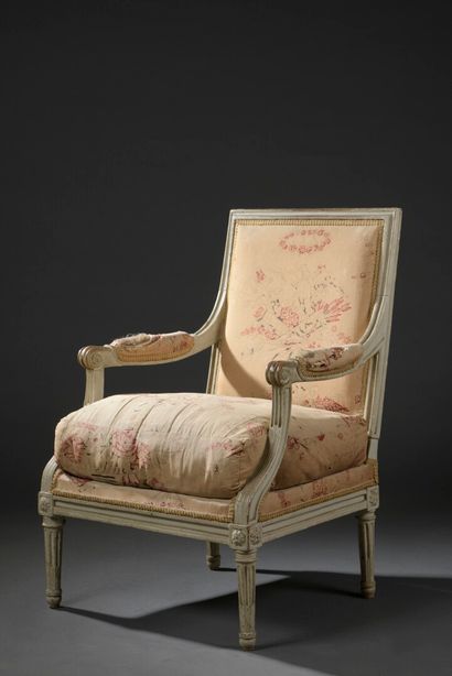 null Low armchair stamped J.B BOULARD of Louis XVI period, delivered for the room...