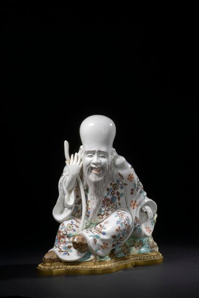  CHANTILLY, 18th century, circa 1735-1740 
Figure of a bearded magot in soft enamel...