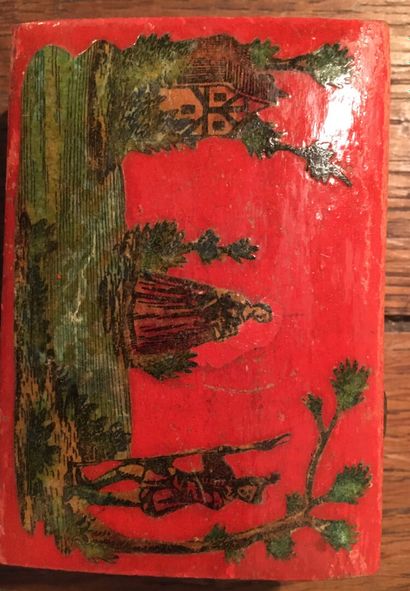 null Boîte à quadrilles en bois laqué rouge, d'époque Louis XV

A décor en Arte Povera,...
