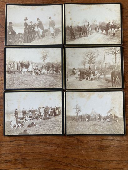 [Chasse]. 37 photographies. [Hunting]. Thirty-seven photographs of hounds glued in...