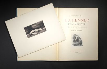 [Henner]. - LOVIOT (Louis). J. J. Henner et son oeuvre. Avec vingt lithographies de Louis Huvey. Paris, Engelmann, []. In-folio 