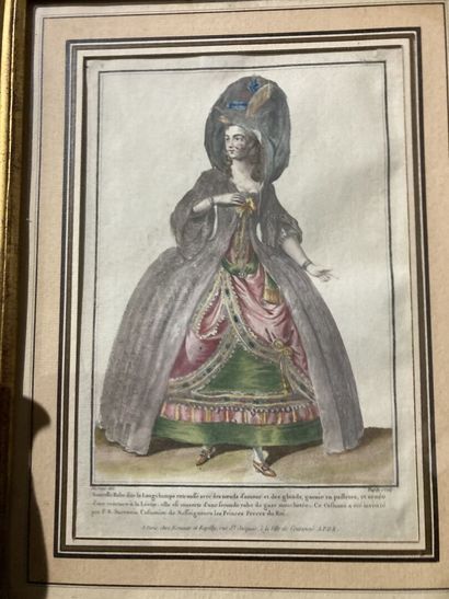 [Mode]. DUPIN (Jean-Pierre-Julien) [graveur]. Femmes en costumes élégants et coiffures...
