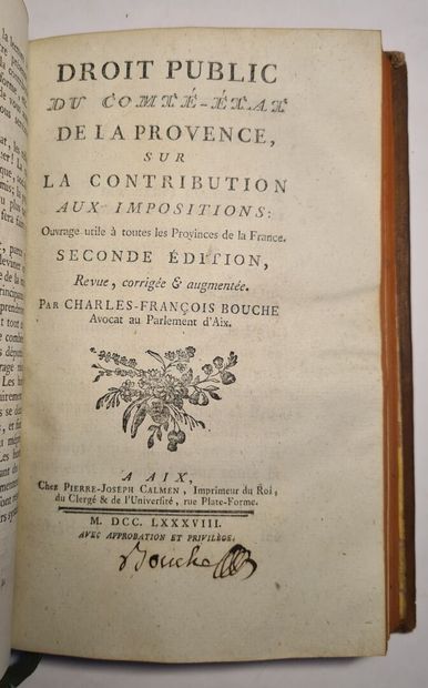 [Révolution française]. 2 volumes [French Revolution]. [Provence]. BOUCHE (Charles-François)....