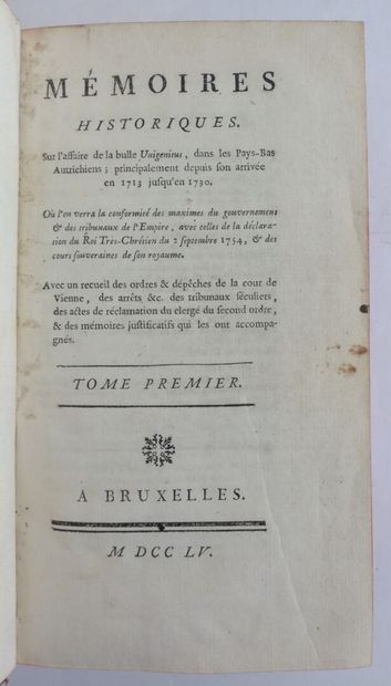 [Jansénisme]. 8 volumes [Jansénisme]. [DU PIN (Louis-Ellies), NOUËT]. Mémoires et...