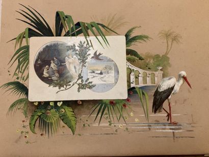 [Cartes postales]. [Album]. 47 planches illustrées en technique mixte et collage...