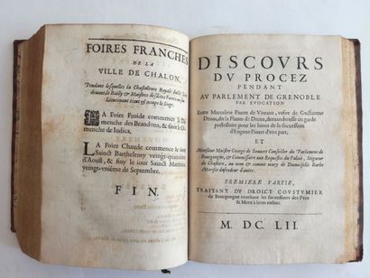 [Coutume. Bourgogne. 1652]. COUSTUME (La) du duché de Bourgongne [...] par Monsieur...