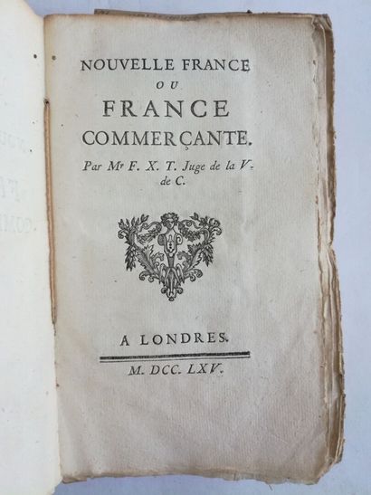 [TIXEDOR (François-Xavier). Nouvelle France, ou France commerçante, par Mr. F. X....