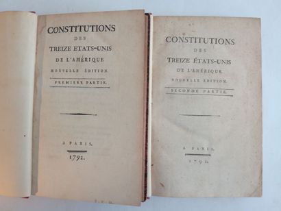 [Americana]. CONSTITUTIONS des treize États-Unis de l'Amérique. Nouvelle édition. À Paris, s.n., 1792.