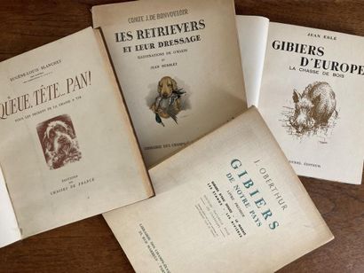 [Chasse]. 4 volumes. BONVOULOIR (J. de). Les retrievers et leur dressage. A Paris,...