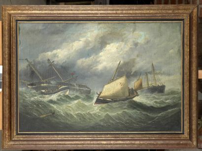 Ecole du XIXe siècle. School of the XIXth century.


The shipwreck.


Oil on canvas...