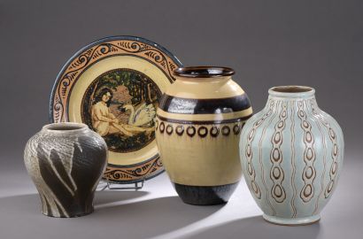 Charles CATTEAU (1880-1966) & KERAMIS. Vase en grès