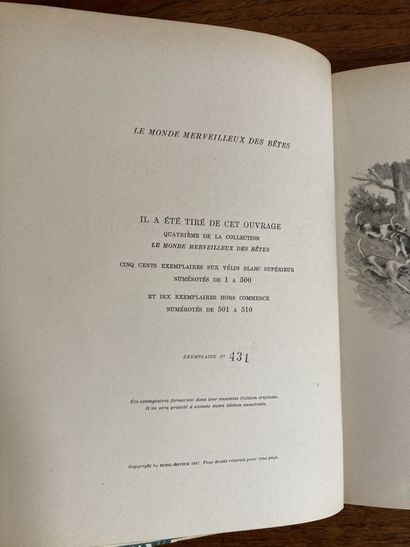 [Chasse]. 3 volumes TEN STORIES OF HUNTING. Paris, Hazan, 1952. In-4, brown half-basane,...