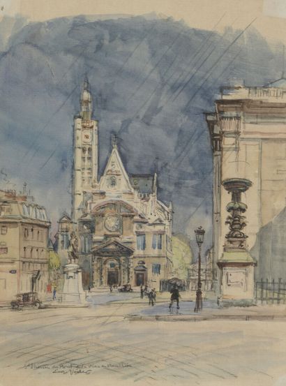 null Eugène Véder (1876-1936)

Saint-Étienne du Mont de la Place du Panthéon

Lavis...