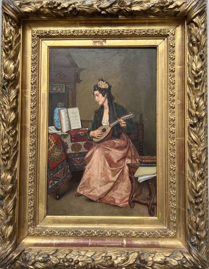 null Louis Edmond POMEY (1831-1901)

Femme à la mandoline

Huile sur panneau.

Signée...