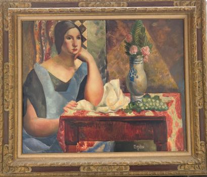 null Roger BISSIÈRE (1886-1964)

Femme au tablier bleu, 1923

Huile sur toile.

Signée...