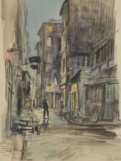 Eugène Véder (1876-1936) 
Alley at night...