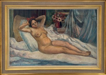 null Celso LAGAR (1891-1966)

Nu sur un lit

Huile sur toile.

Signée en bas à gauche.

60...