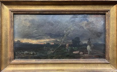 null Paul HUET (1803-1869)

Animated landscape

Oil on panel.

15,5 x 31 cm