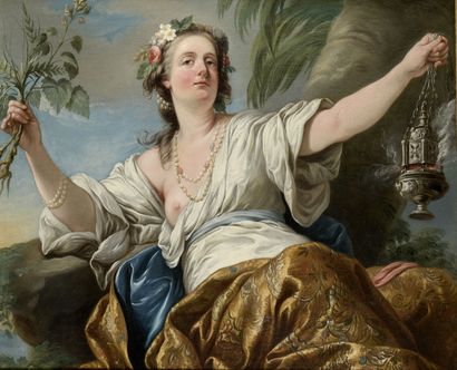  Carle Van LOO (Nice 1705 - Paris 1765) 
L'Asie 
Toile. 
81 x 102 cm 
 
Notre tableau...