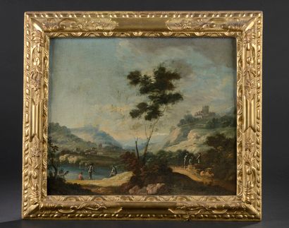 null École VÉNITIENNE du XVIIIe siècle

Paysages animés

Paire de toiles.

34 x 51...