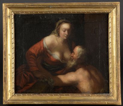  18th century FLEMISH school, follower of RUBENS 
The Charity 
Oil on canvas. 
27...