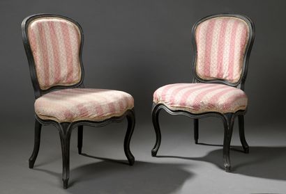 Pair of cabriolet chairs in molded and carved...