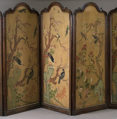 null Grand paravent à cinq panneaux en bois d'époque Louis XV

À décor de papier...