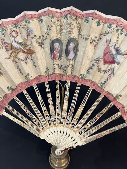null 
Rare fan commemorating a royal wedding around 1770-1780.

Folded fan, the cream...