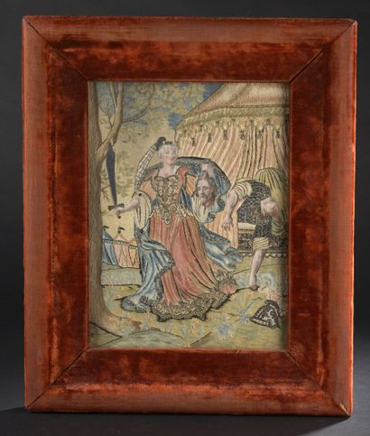 Judith cutting the head of Holofernes, embroidery,...