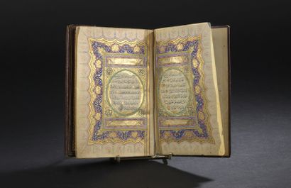 null Ottoman Koran

Ink, polychrome pigments and gold on paper, bound in brown leather...