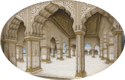 null INDIAN school of the 2nd half of the 19th c.

View of the interior of the Diwan-i-Khas

Oval...