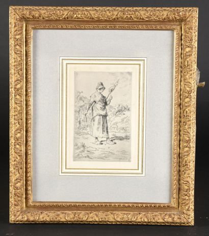null Jean-François MILLET

La Fileuse auvergnate, 1869, etching, 19.5 x 12.8 cm,...