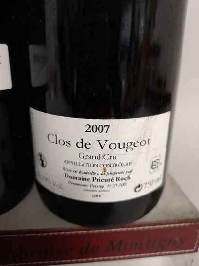 null 5 bouteilles CLOS de VOUGEOT Grand cru - PRIEURÉ ROCH 2007 Contre étiquettes...