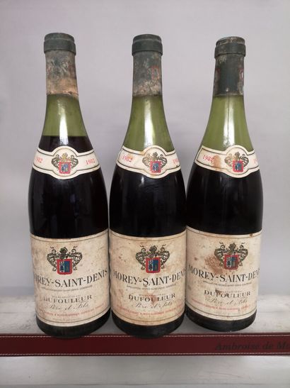 null 3 bottles MOREY St. DENIS - DUFOULEUR 1982 FOR SALE AS IS Stained labels. 1...