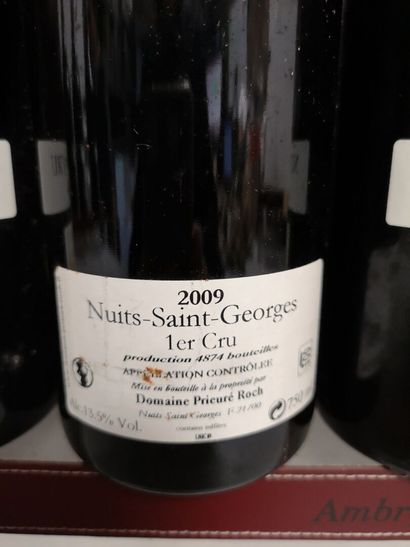 null 4 bottles NUITS SAINT GEORGES 1er Cru - PRIEURÉ ROCH 2009 Labels and back labels...