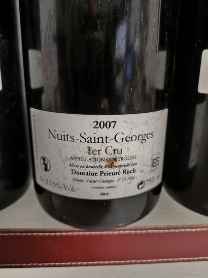 null 3 bottles NUITS SAINT GEORGES 1er Cru - PRIEURÉ ROCH 2007 Labels and back labels...