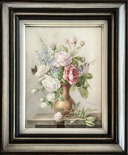 Clementine MARTIN-BUCHERE (1819-1873) 
Vase...