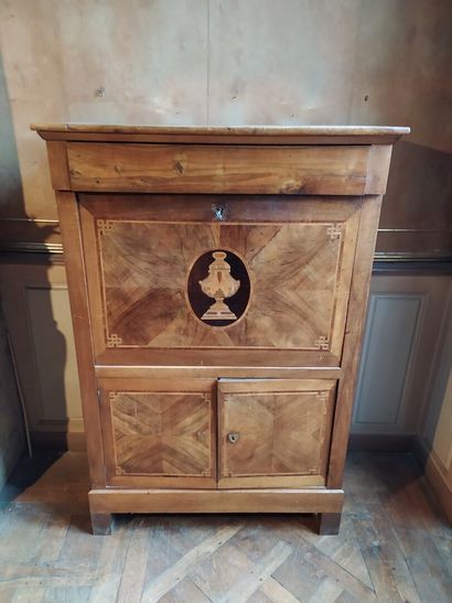 Secretary in fruitwood and marquetry, Italy...