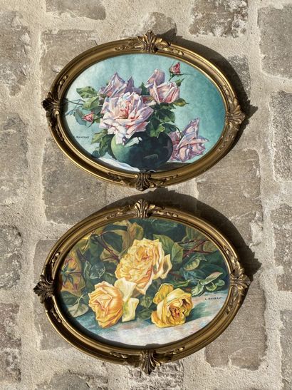 null L. RAVERAT

Bouquets of roses forming a pendant. 

Oval watercolors, signed...